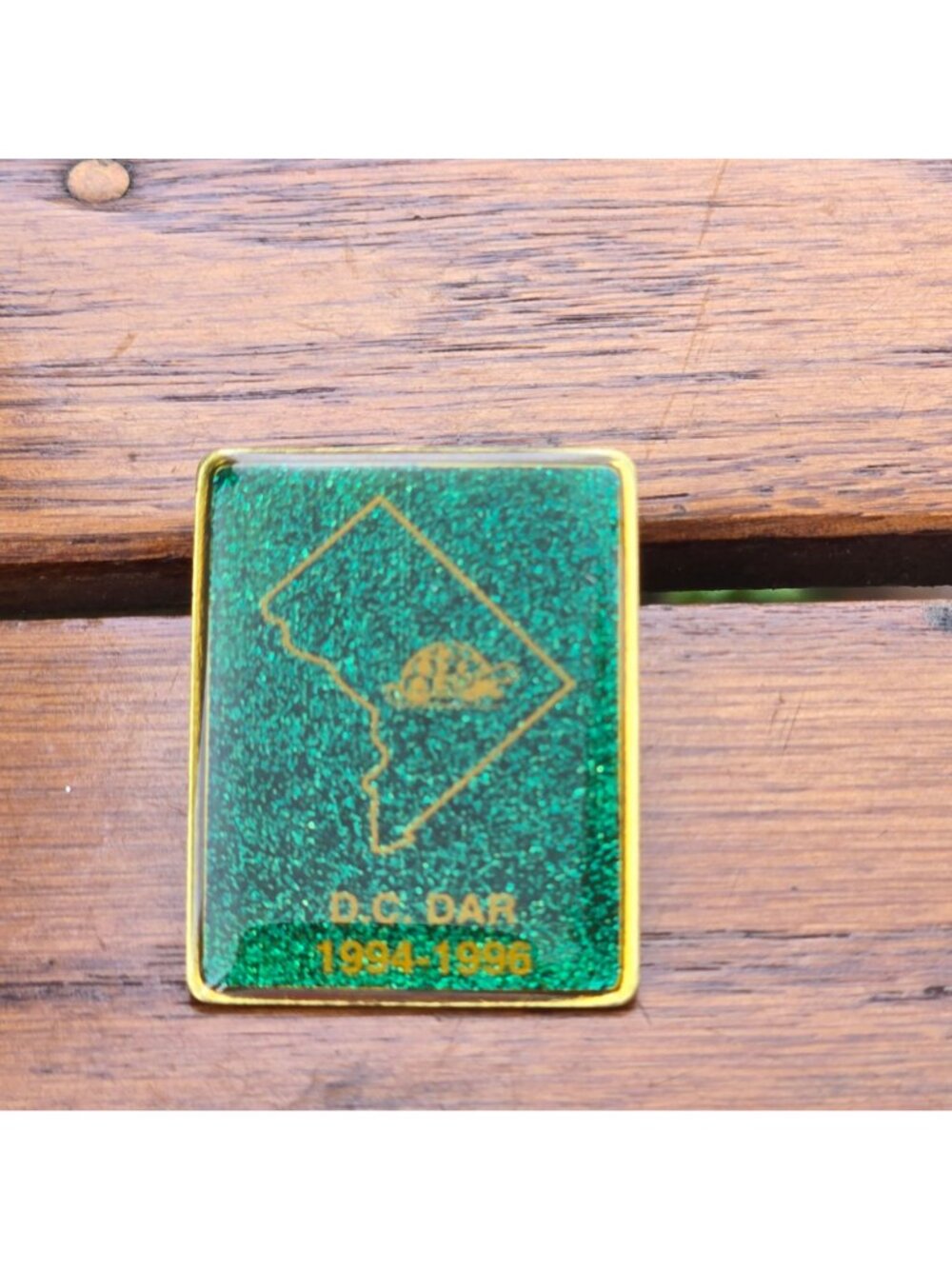 Daughters of the American Revolution DAR DC Green turtle Pin Brooch DC Vintage - Picture 3 of 10